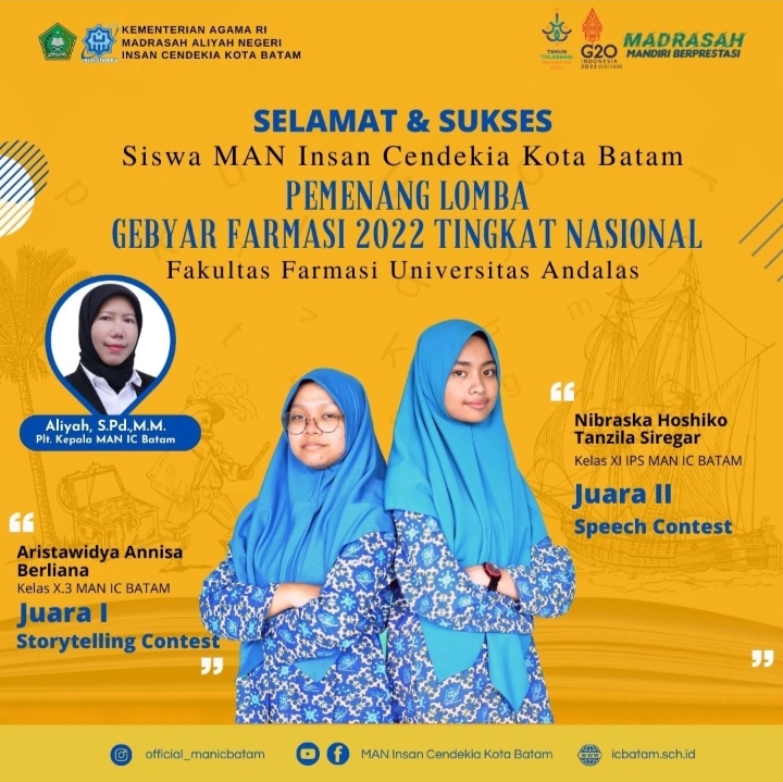 Siswi MAN IC Batam Menangkan Lomba Gebyar Farmasi 2022