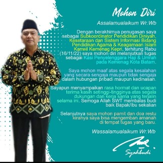 H. Syahbudi : Kasi Penyelenggaraan Haji dan Umroh Kemenag Kota Batam