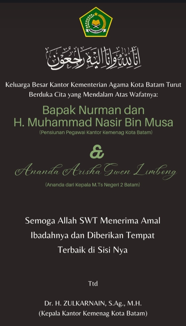 Keluarga Besar Kemenag Kota Batam Berduka