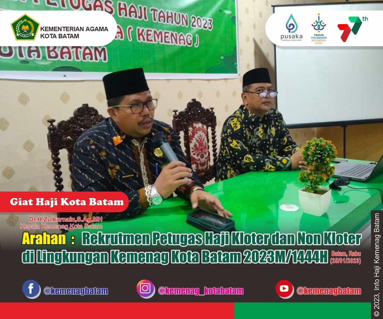 Kakankemenag Batam Buka Rekrutmen Petugas Haji 1444 H / 2023 M