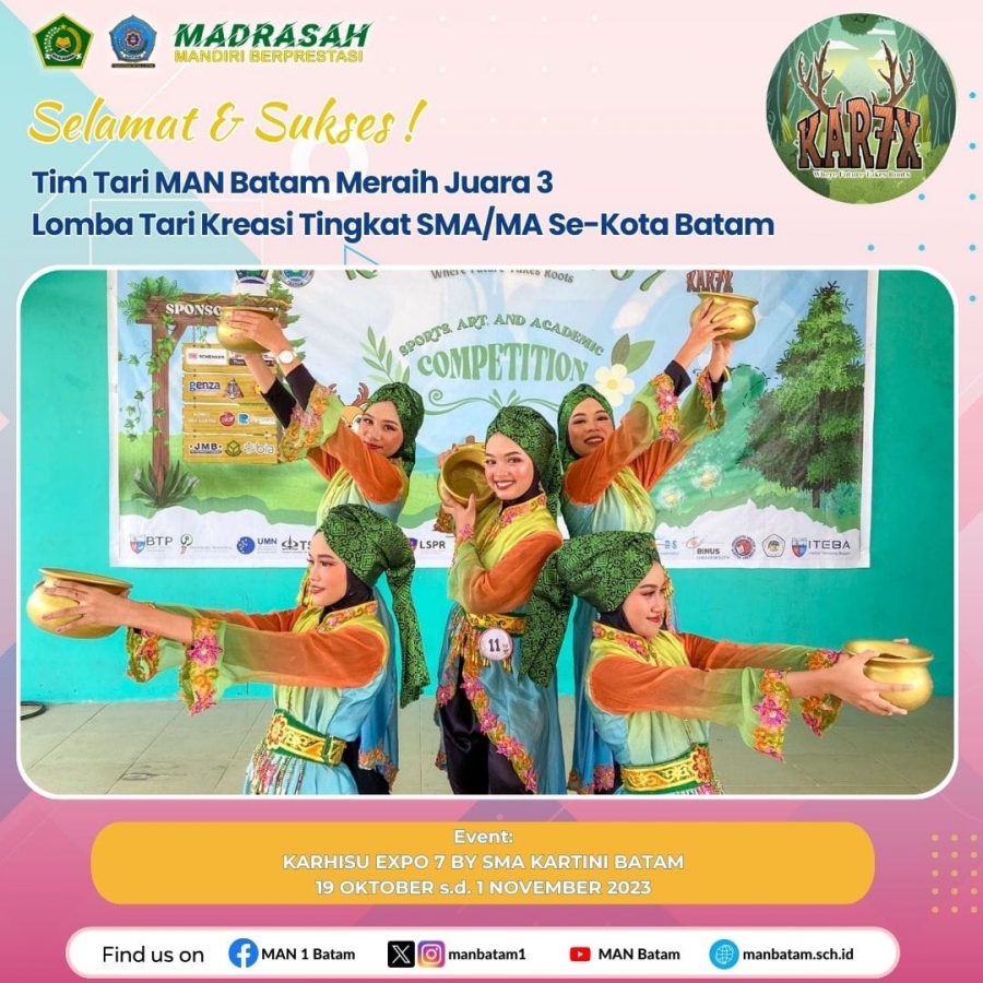 Sanggar Tari Man Batam Berhasil Memperoleh Prestasi Juara III Pada Event Karishu Expo 7 Tingkat Kota Batam