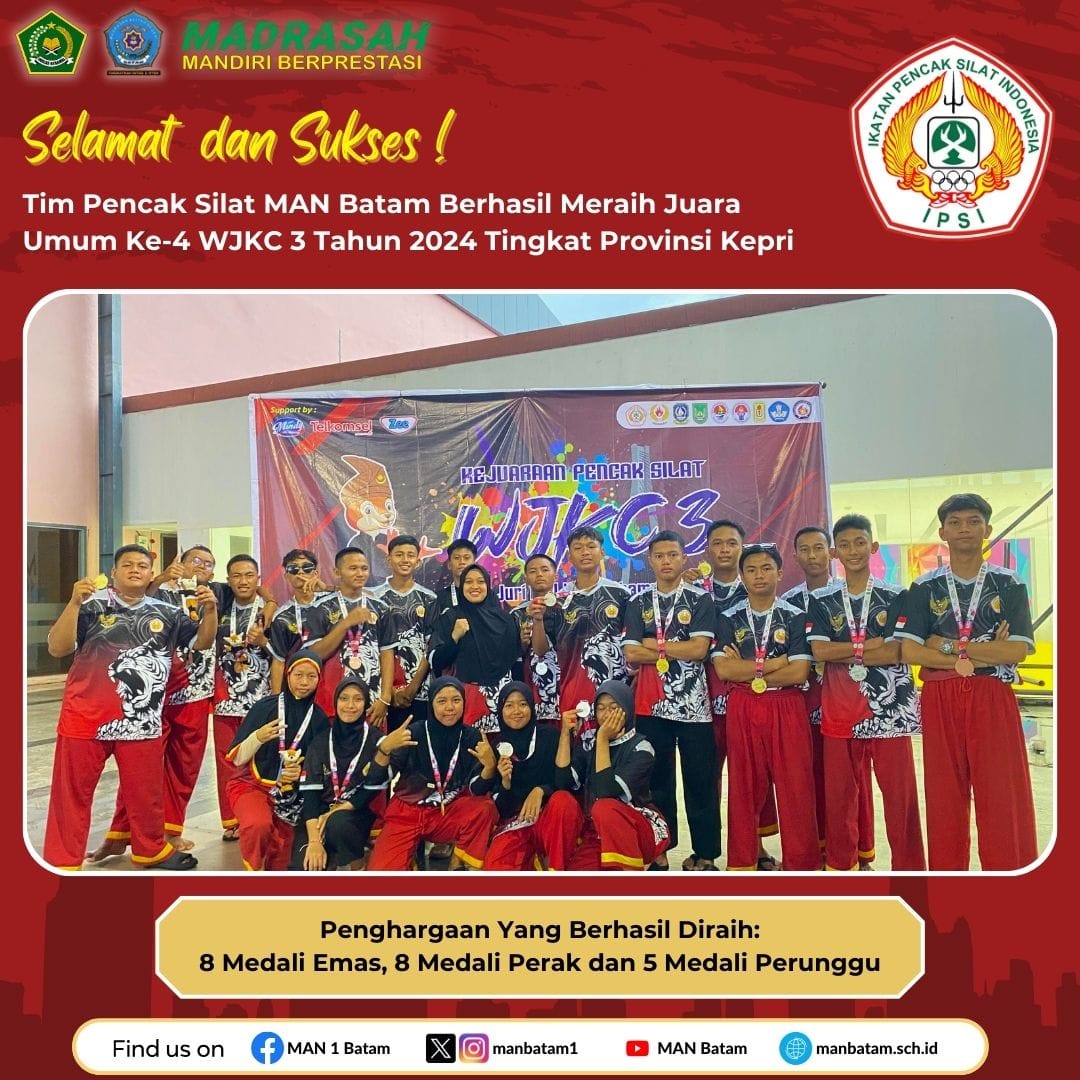 Tim Pencak Silat MAN Batam Raih Juara Umum Tingkat Provinsi