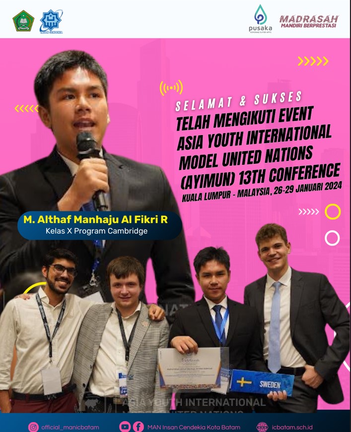 Siswa MAN IC Batam Sukses Ikuti AYIMUN 2024 di Malaysia
