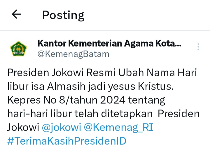 Tagar #TerimaKasihPresidenID Ramaikan Aplikasi X di Dunia Maya