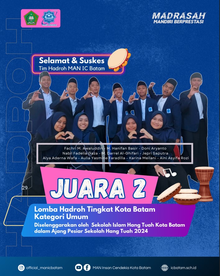 Grup Hadroh MAN IC Batam Raih Juara 2 Lomba Hadroh Tingkat Kota Batam
