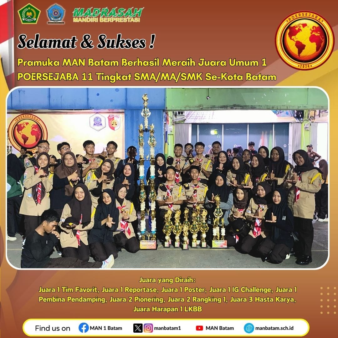 Sukseskan Poersejaba XI, Pramuka Man Batam Borong Piala dengan Capaian Prestasi
