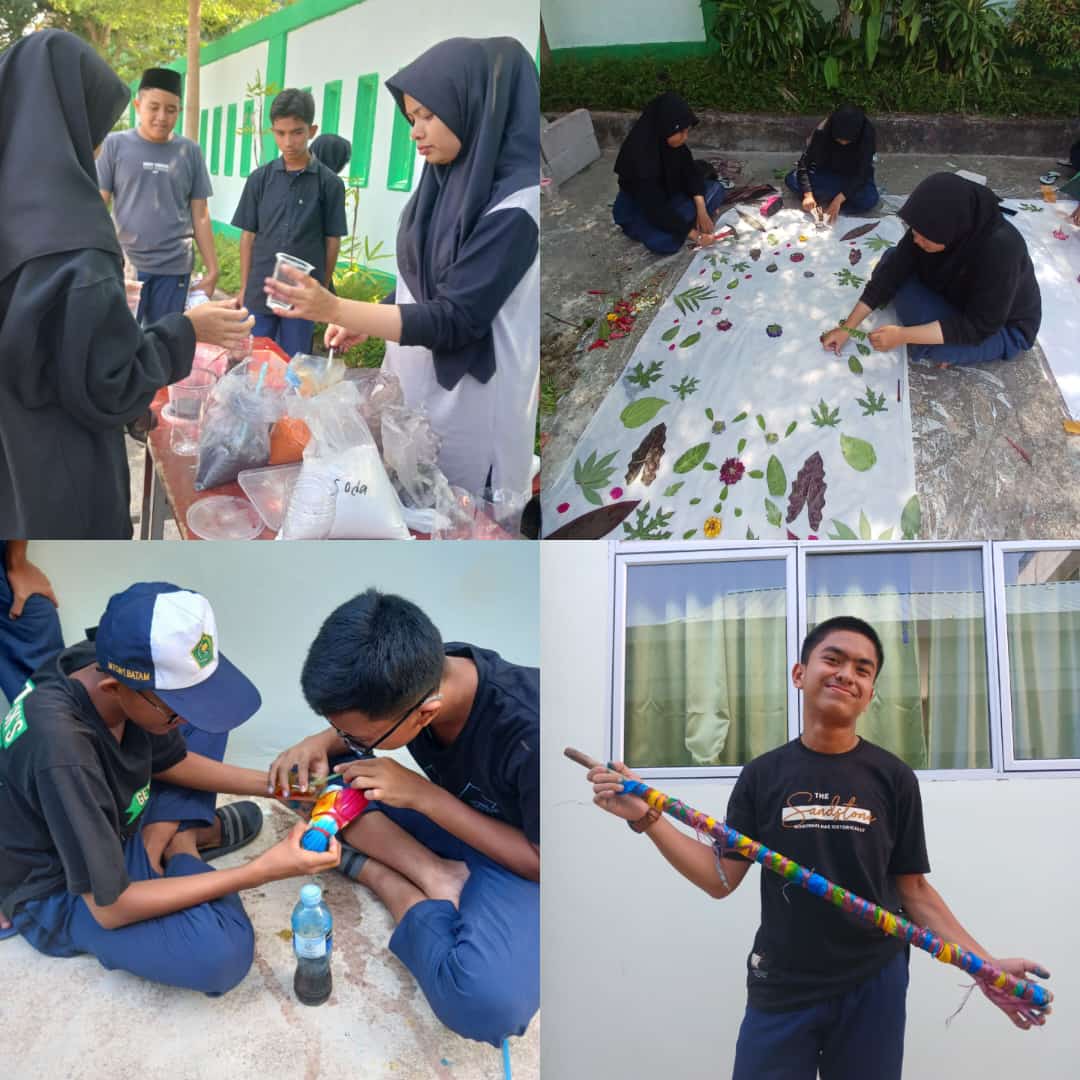 Proyek Akhir kelas IX, Pewarnaan Kain dengan Menggunakan Teknik jumputan / Tie Dye / Shibori, dan Ecoprint