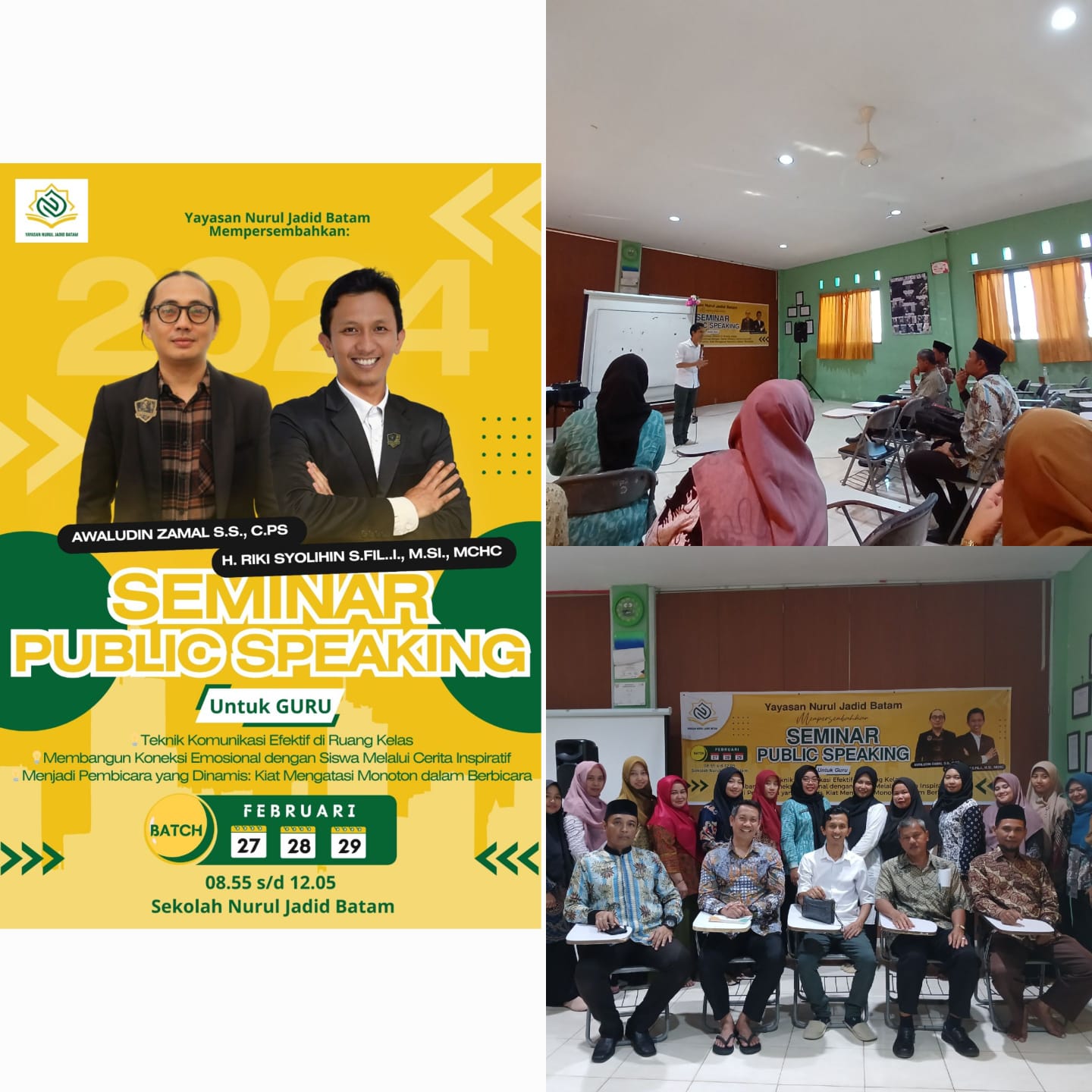 Tingkatkan Keterampilan Berbicara, Dua Pendidik MTsN 1 Batam Mengikuti Seminar Public Speaking