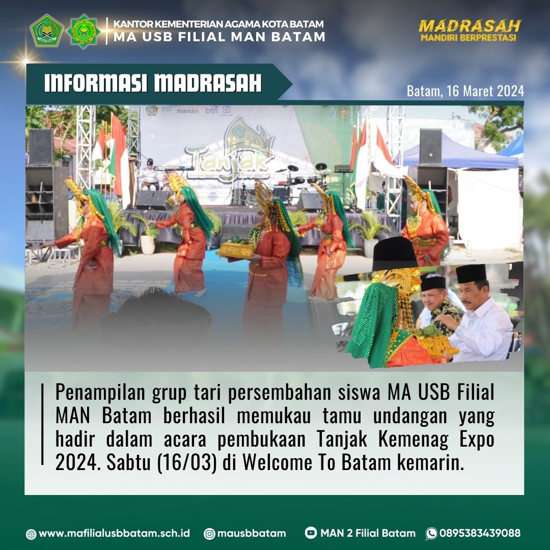 Siswa MA USB Tampilkan Tari Persembahan Pada Pembukaan Tanjak Kemenag Expo 2024