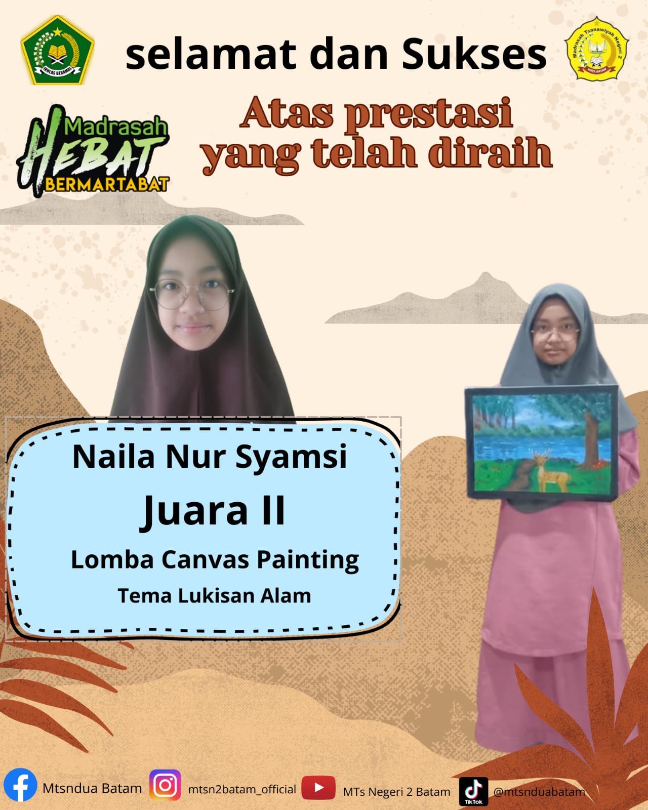 MTsN 2 Batam Juara 2 Dalam Lomba Canvas Painting