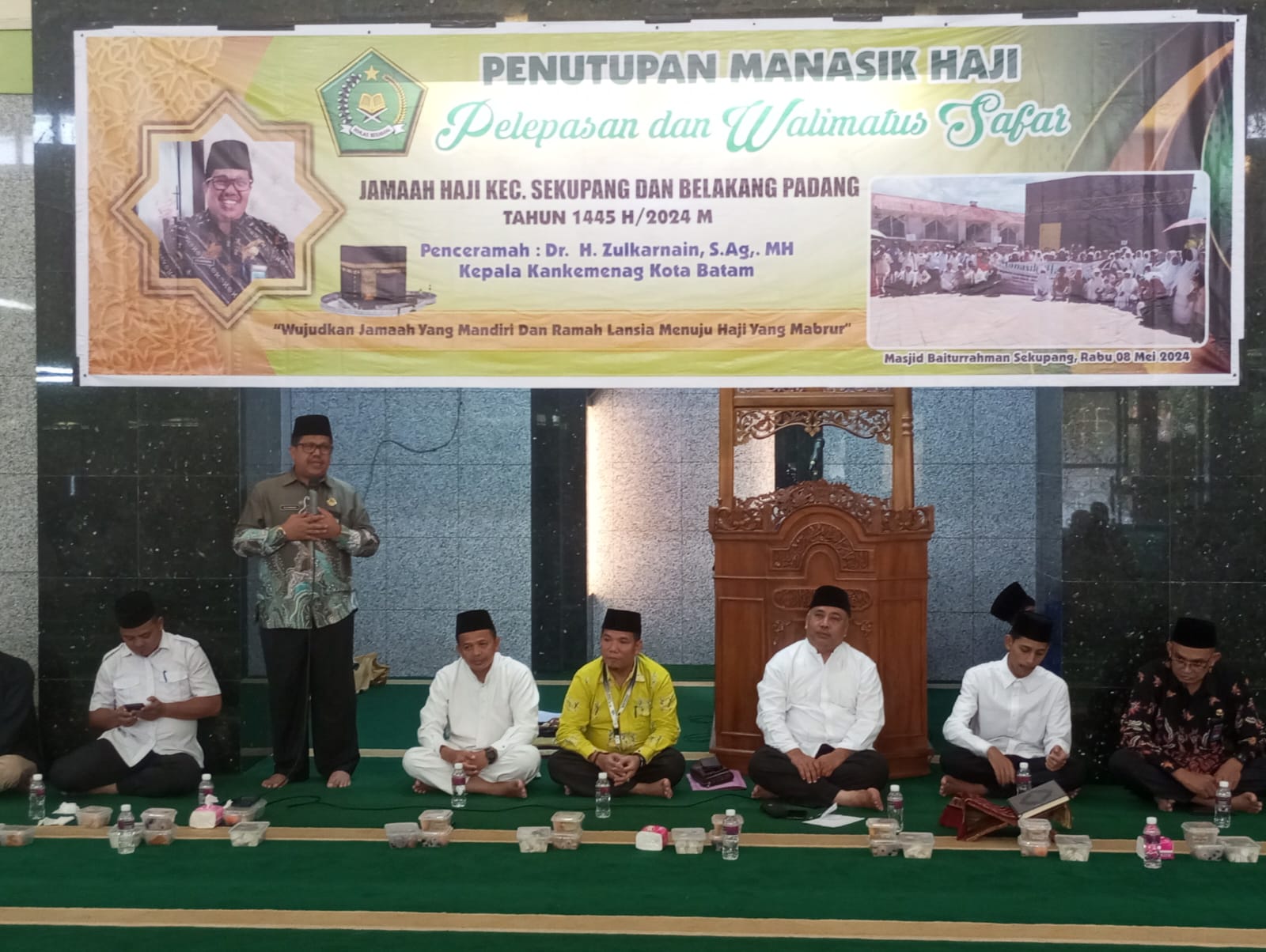 Ka kankemenag Kota Batam Zulkarnain Beri Tausiyah Pada Pelepasan dan Walimatussafar Jamaah Haji Kec. Sekupang dan Belakang Padang