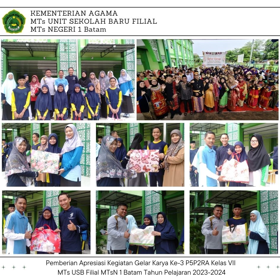 Sukses Gelar Karya P5P2RA, Madrasah Berikan Apresiasi Kepada Tim Projek MTs USB Filial MTsN 1 Batam