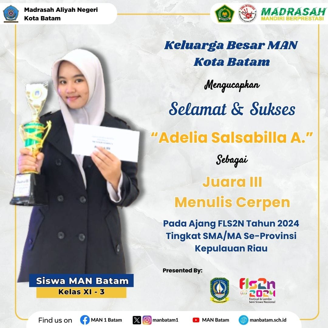 MAN Batam Berhasil Raih Juara Lomba Menulis Cerpen Tingkat Provinsi