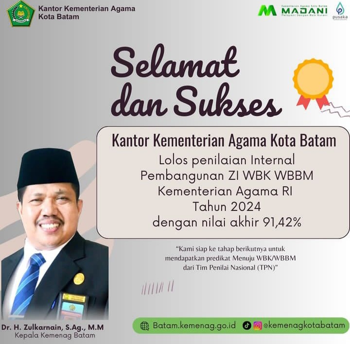Lolos Penilaian Internal, Kankemenag Kota Batam Siap Sambut Tim Penilai Nasional