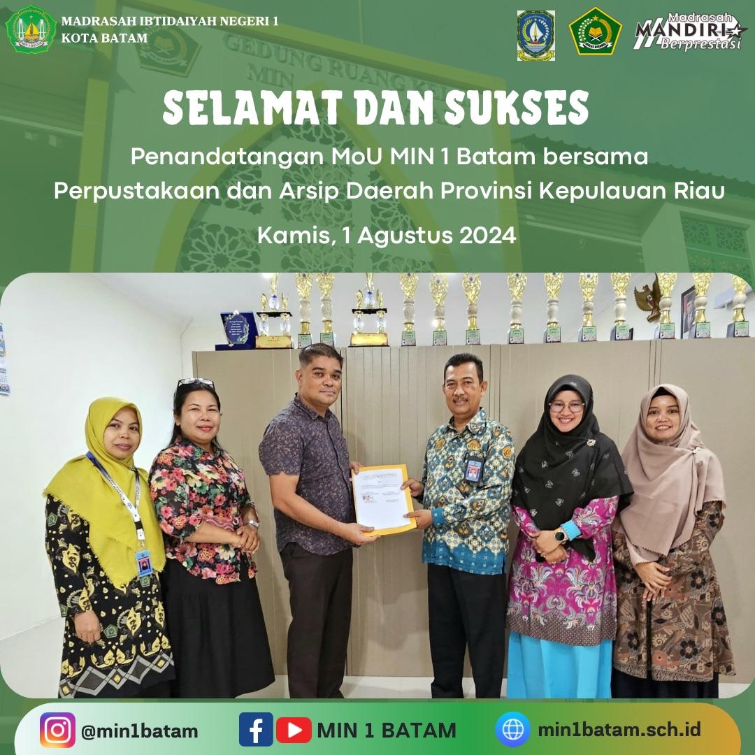 Pacu Semangat Literasi, MIN 1 Batam Tandatangani MoU dengan Dinas Pustaka dan Arsip Daerah Provinsi Kepulauan Riau