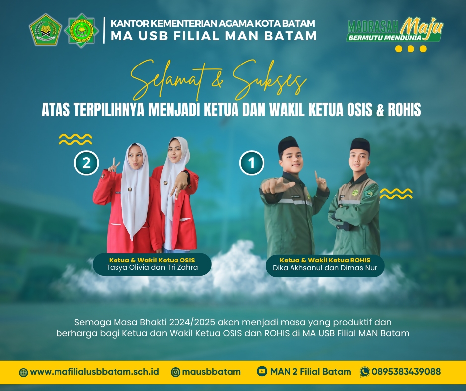 Hasil Rekapitulasi Pemilihan Ketua dan Wakil Ketua OSIS dan ROHIS MA USB Filial MAN Batam Masa Bhakti 2024/2025