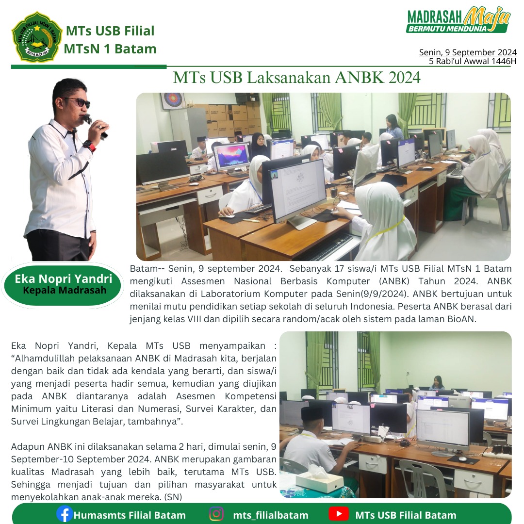 MTs USB Laksanakan ANBK 2024