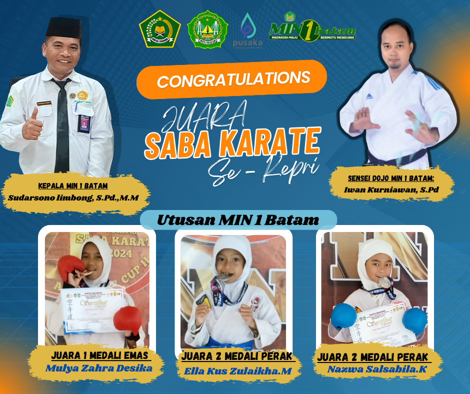 Meraih 3 Medali. Siswa MIN 1 Batam Raih Prestasi Gemilang di Kejuaraan Saba Karate Se-Kepulauan Riau