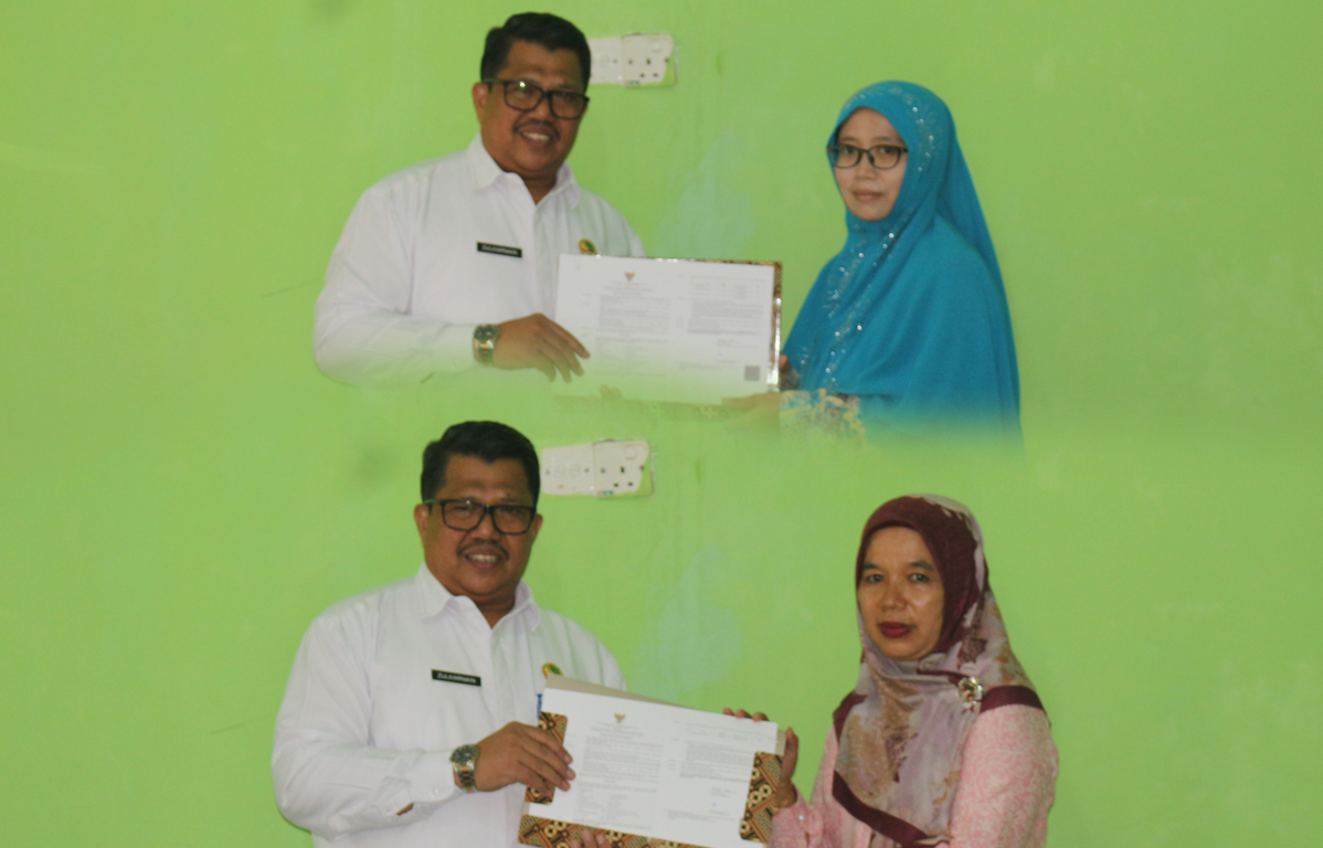 Sempena Rapat Evaluasi Capaian Kinerja, Kankemenag Kota Batam Serahkan SK Pensiun Janda