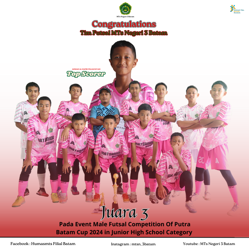Tim Futsal MTs Negeri 3 Batam Boyong 2 Trophy Putra Batam Cup 2024
