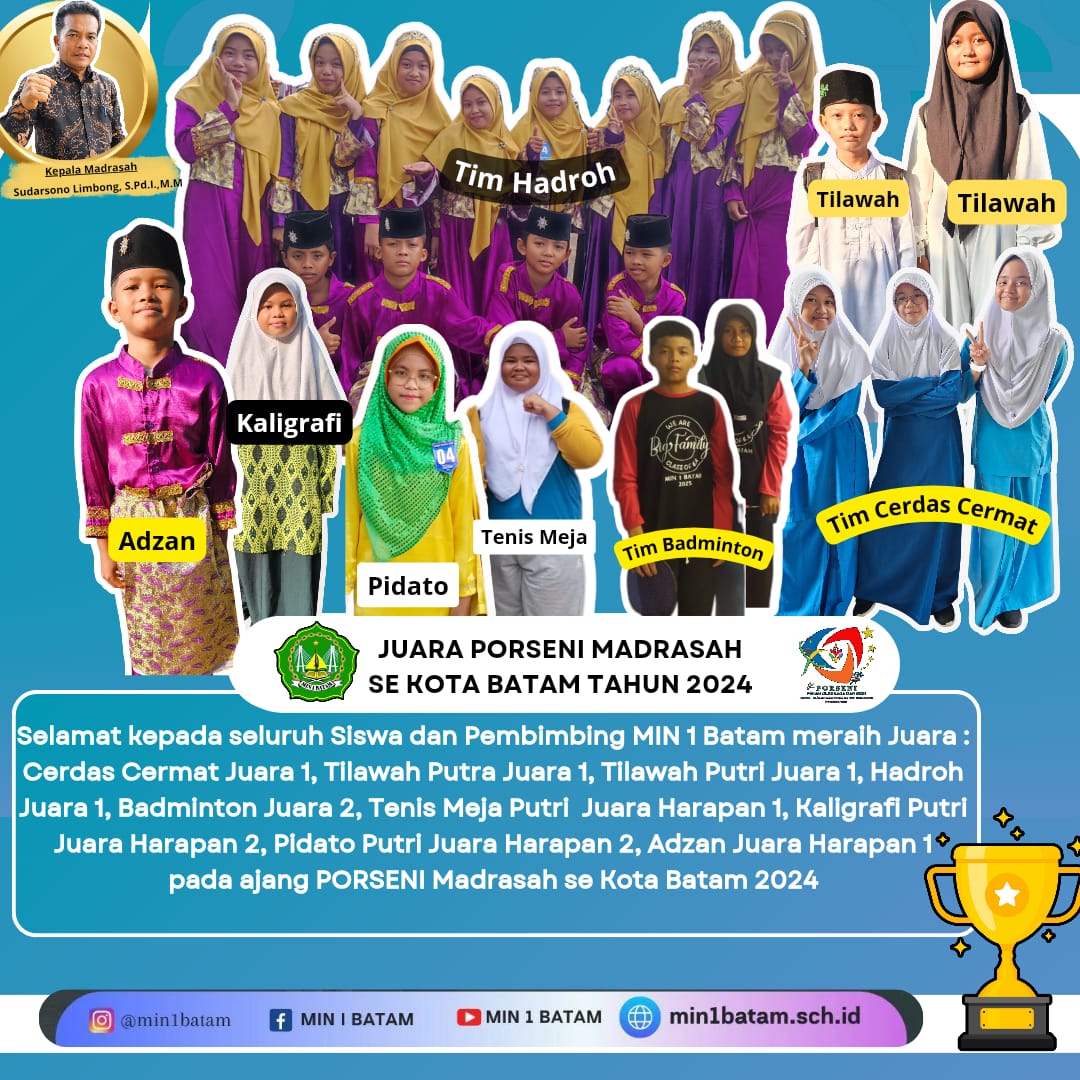 MIN 1 Batam Borong Piala PORSENI 2024