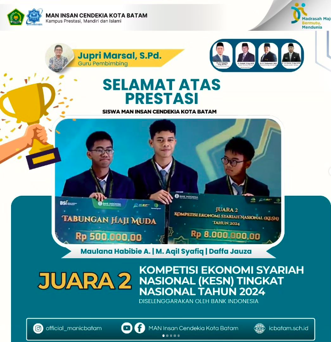 MAN IC Batam Raih Juara 2 Kompetisi Ekonomi Syariah Nasional Tahun 2024
