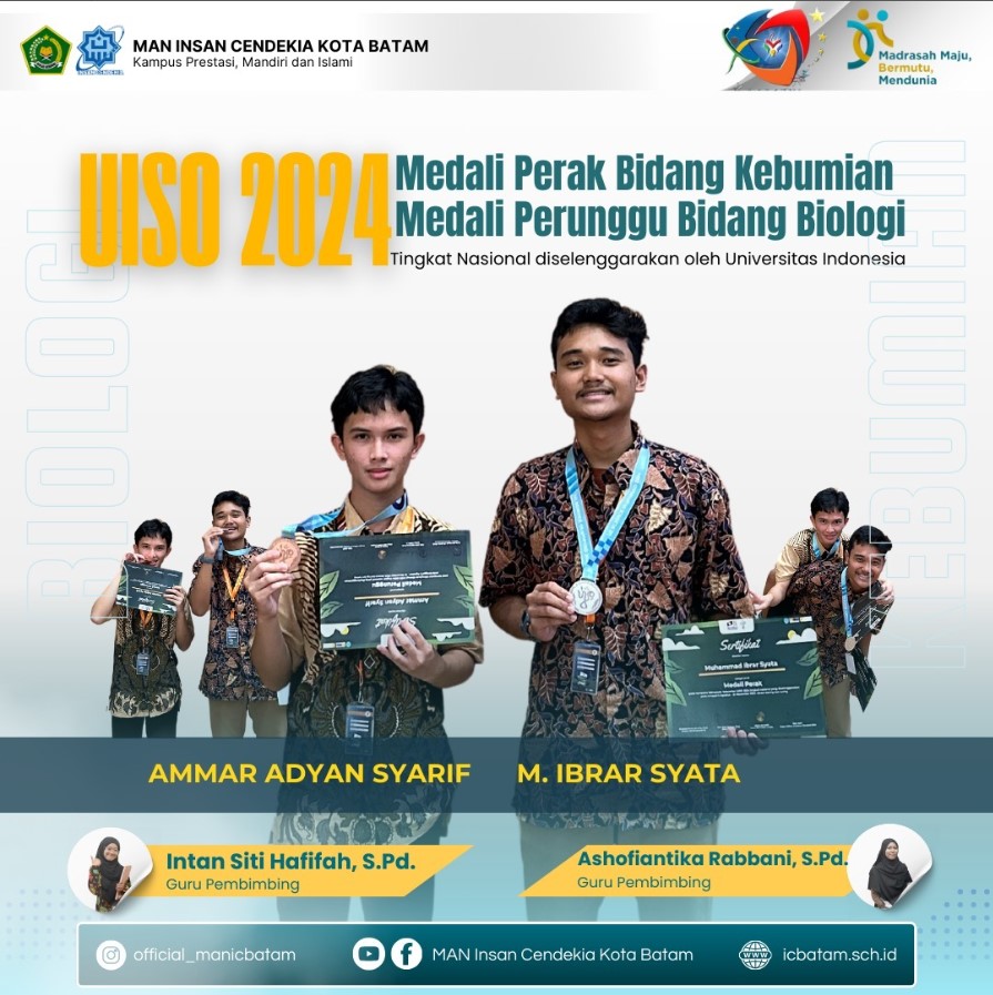 Siswa MAN IC Batam, M. Ibrar Syata dan Ammar Adyan, Raih Medali di Ajang UI Science Olympiad 2024