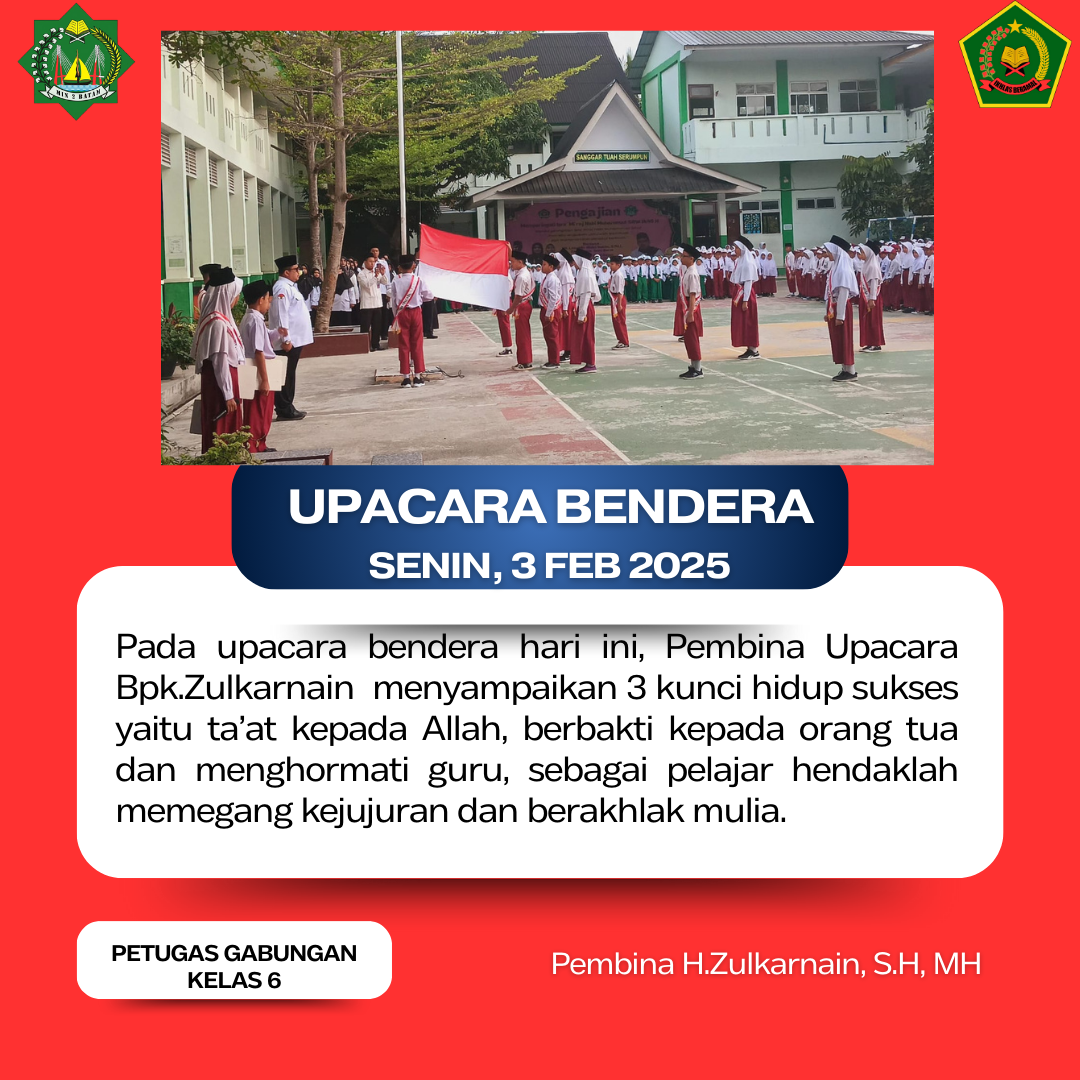 Kepala Kantor Kemenag Kota Batam menjadi Pembina Upacara di MIN 2 Batam