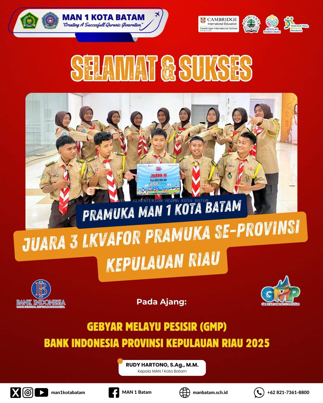 PRAMANSABA Raih Juara 3 LKFAVOR Pramuka se-Kepulauan Riau dalam Ajang Gebyar Melayu Pesisir Bersama Bank Indonesia 2025