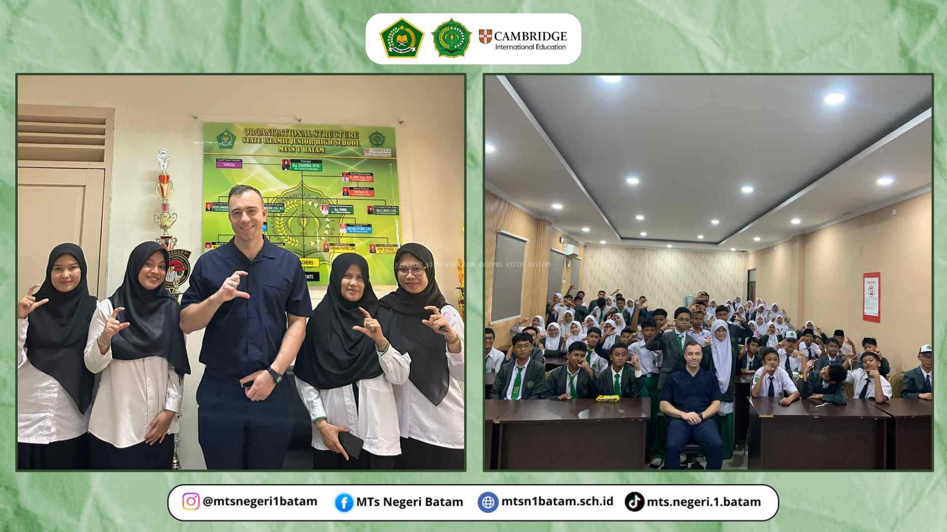 “Become the Best Version of Yourself”, MTsN 1 Batam Hadirkan Kris Hamilton dalam Program Native Speaker Visit