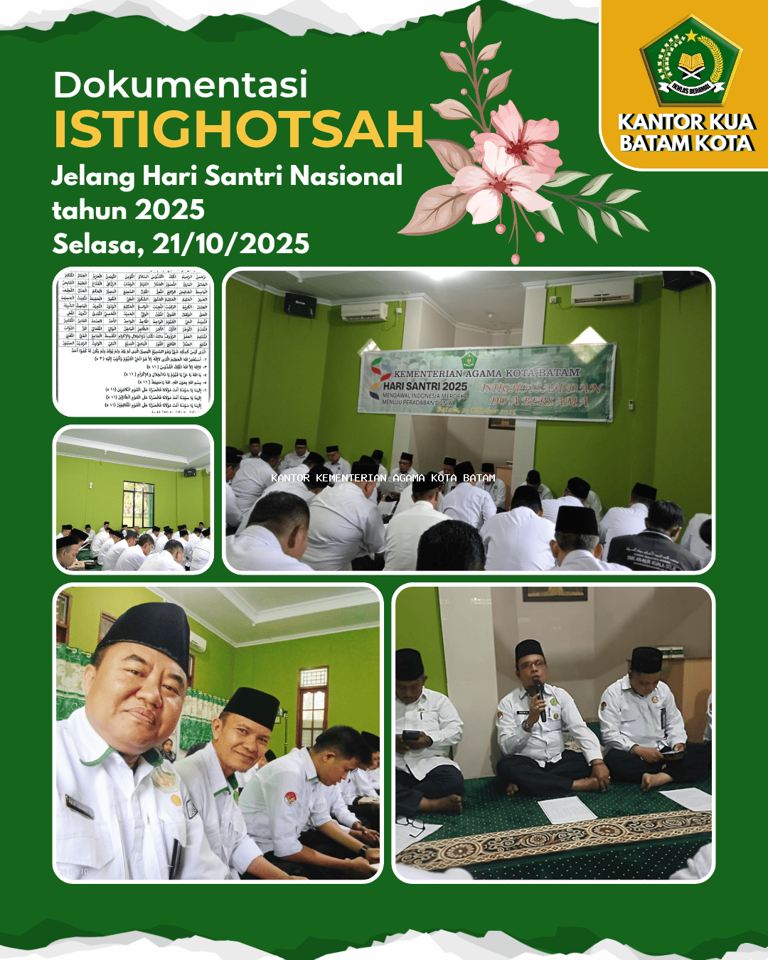 KUA Batam Kota Hadiri Istighosah dan Doa Bersama Kementerian Agama Kota Batam dalam Rangka Hari Santri Nasional 2025