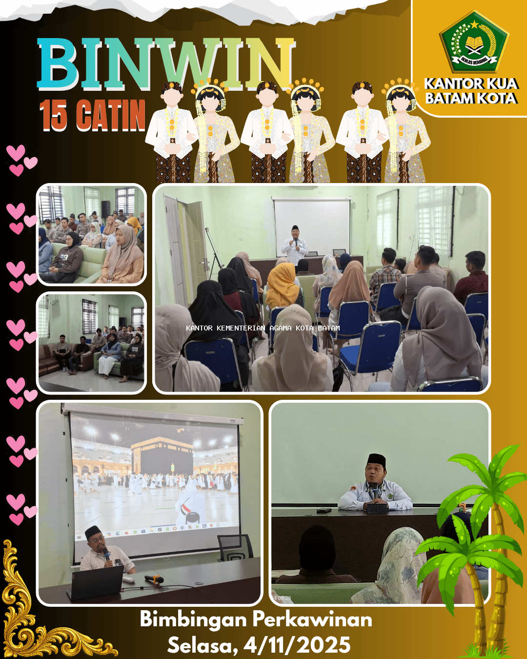 Wujudkan Keluarga Tangguh KUA Batam Kota Gelar Pembekalan bagi 15 pasang CATIN