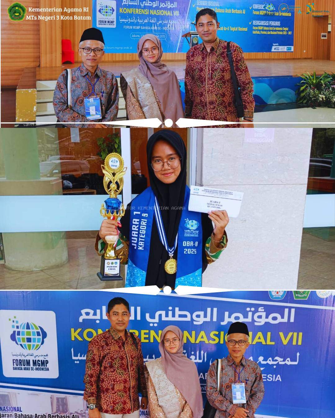 Siswi MTsN 3 Kota Batam Raih Juara 1 Olimpiade Bahasa Arab Tingkat Nasional 2025