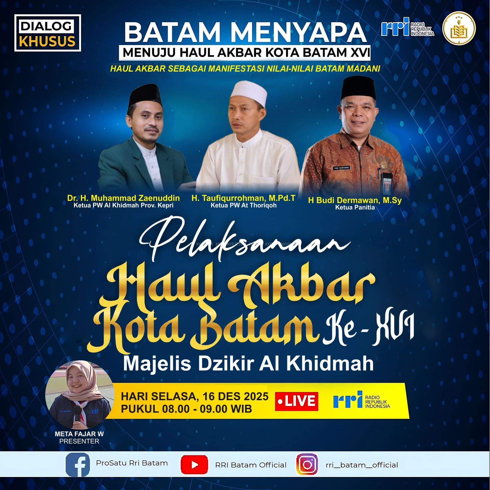 Melalui Dialog RRI, Kemenag Batam Tegaskan Peran Haul Akbar Perkuat Ukhuwah Umat