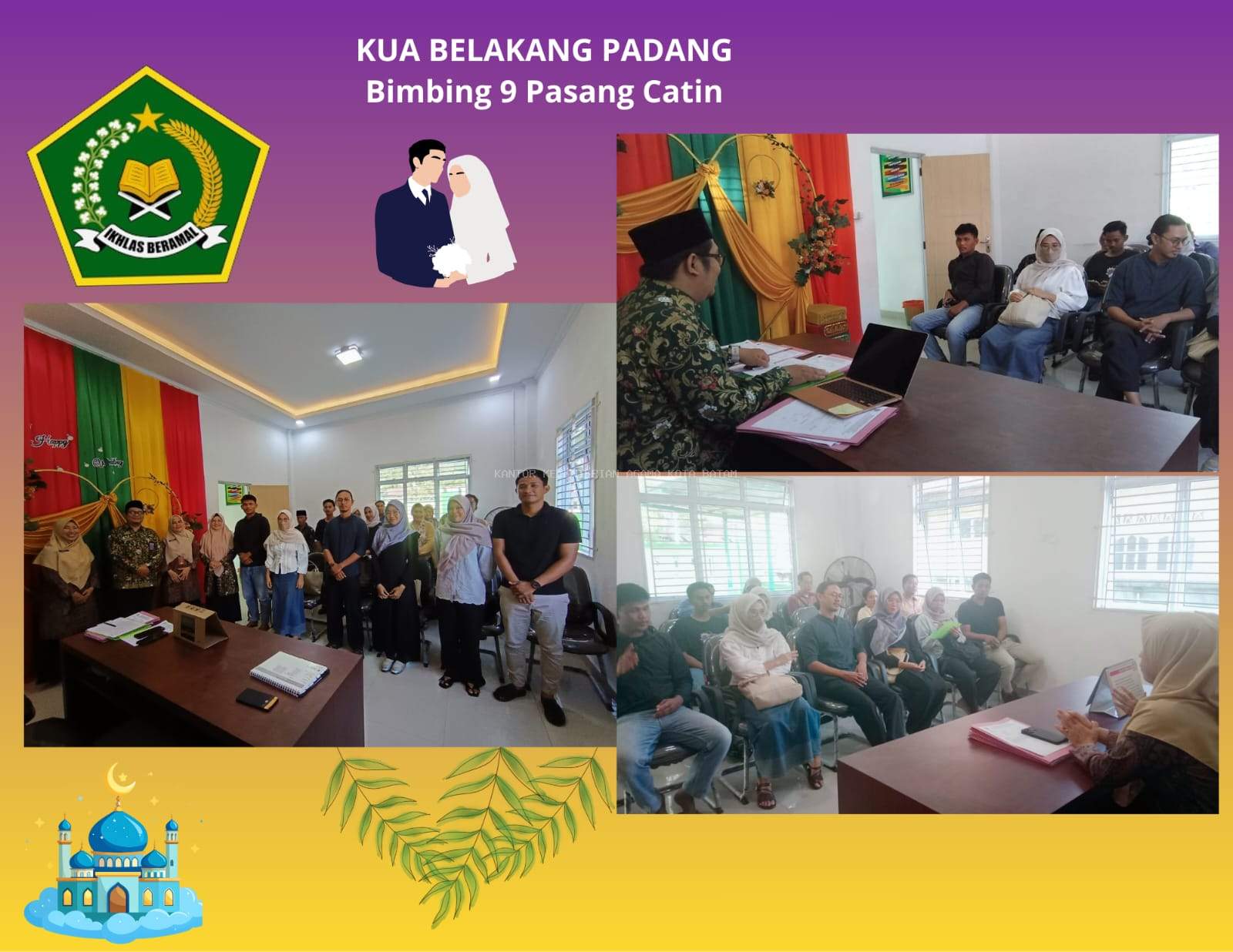 Jelang Idul Fitri, KUA Belakang Padang Gelar Bimbingan Pra Nikah 9 Pasang Catin