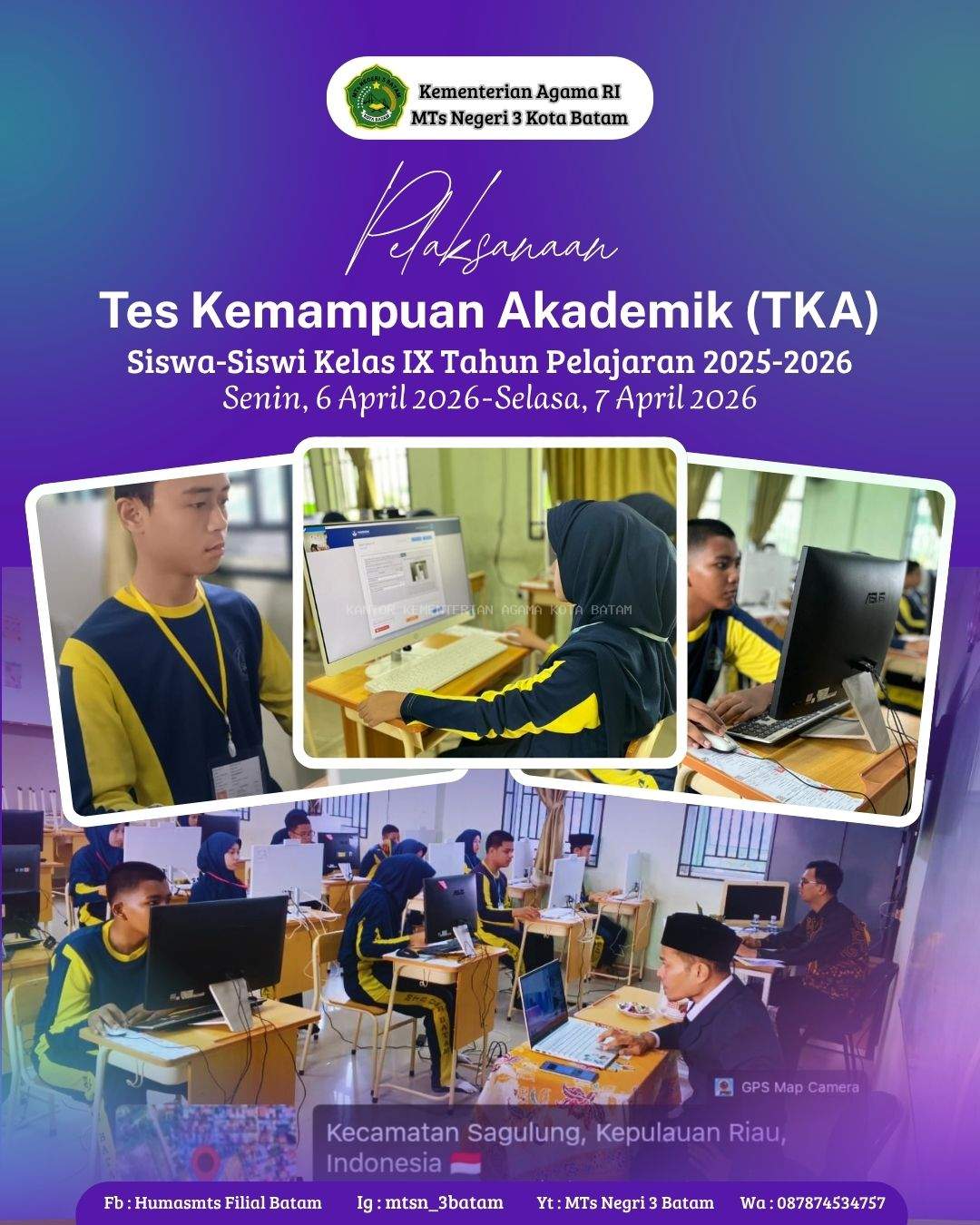 Ukur Kompetensi Siswa Akhir, MTs Negeri 3 Kota Batam Laksanakan Tes Kemampuan Akademik (TKA) 2026