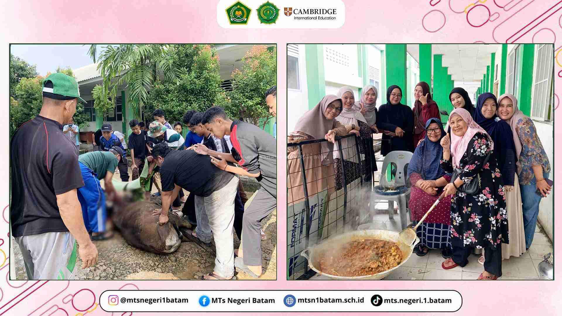 Tebar Kepedulian di Hari Raya Idul adha, MTsN 1 Batam Melaksanakan Qurban Bersama