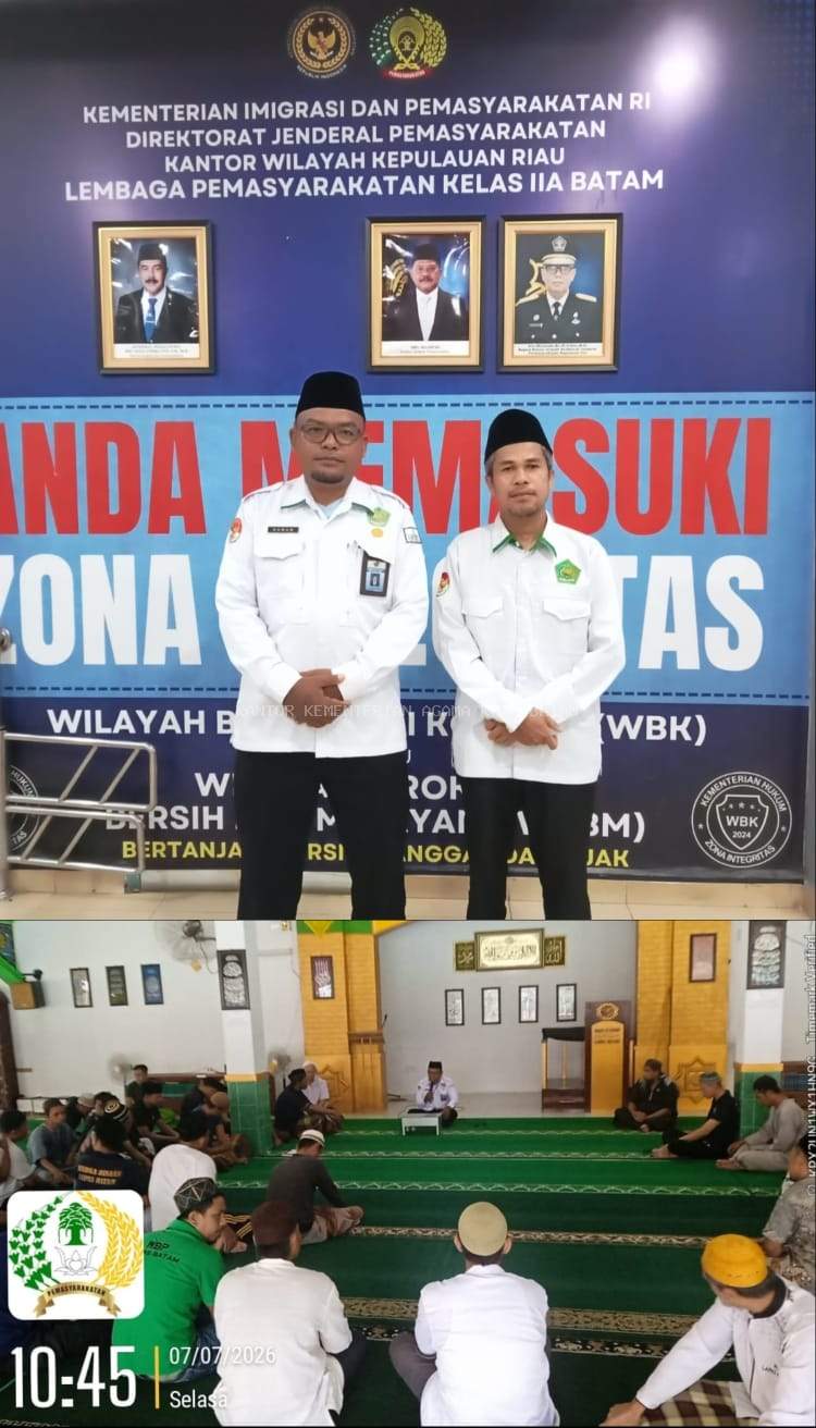 Penyuluh Agama Islam Kemenag Batam Bimbing Mental Spiritual Warga Binaan di Lapas Kelas IIA