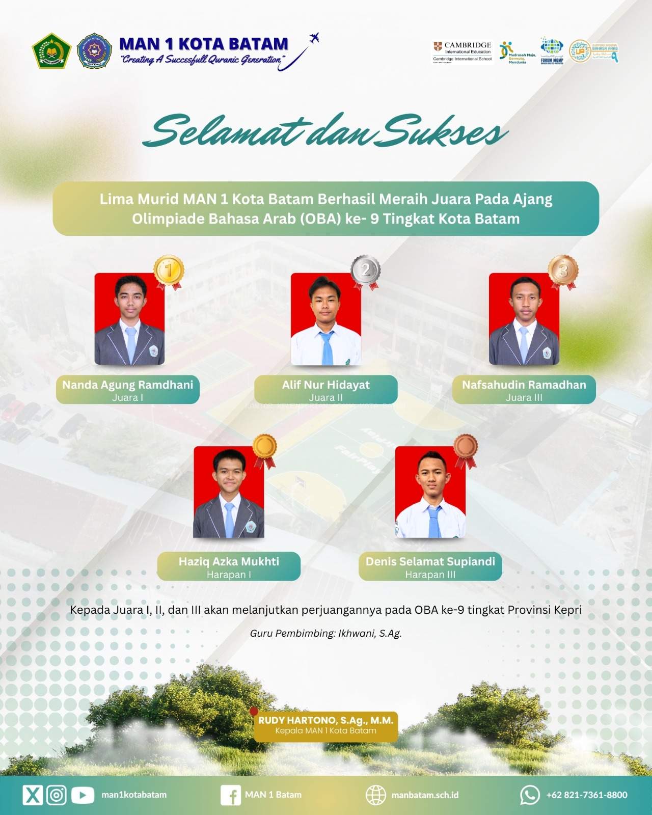 Membanggakan! Lima Bintang Bahasa Arab MAN 1 Kota Batam Siap Lanjutkan Perjuangan ke Tingkat Provinsi