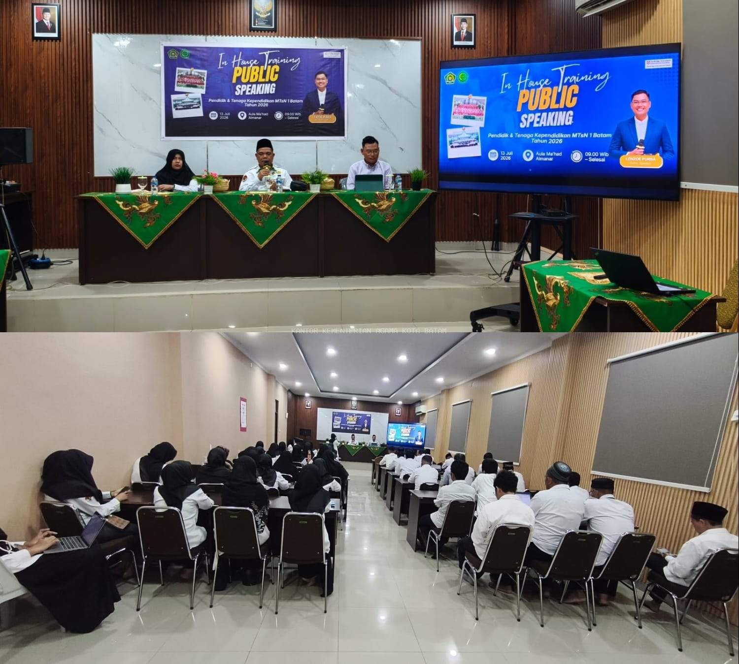Tingkatkan Kompetensi Komunikasi, Kepala Kemenag Batam Buka In-House Training Public Speaking di MTsN 1