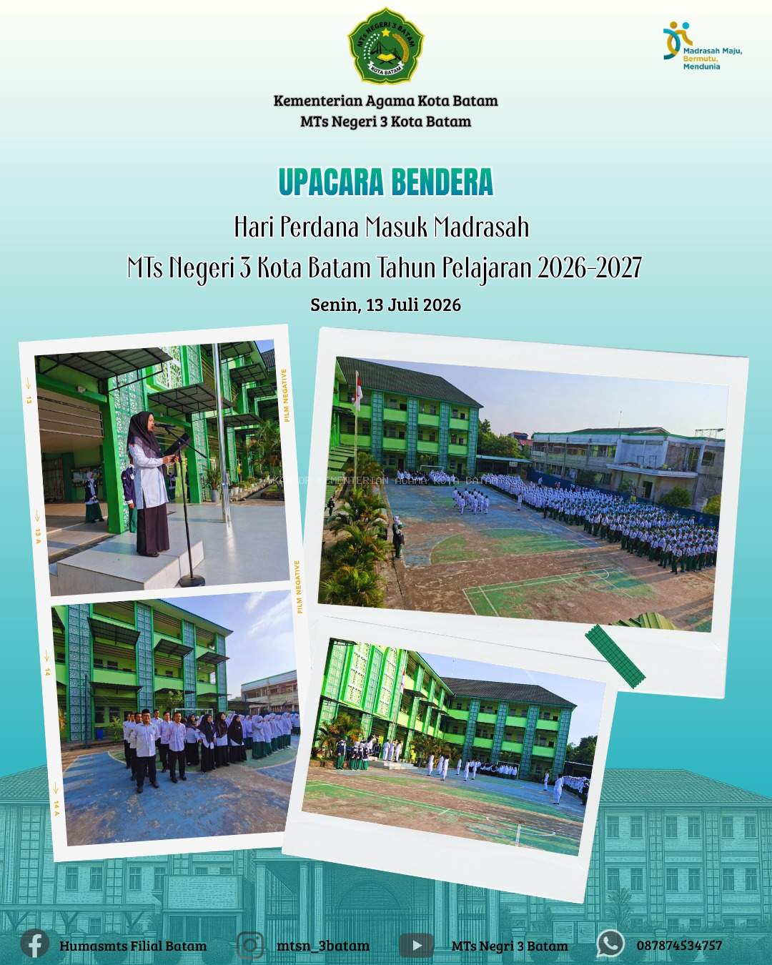 Hari Perdana Masuk Madrasah, MTs Negeri 3 Kota Batam Gelar Upacara Bendera Tahun Pelajaran 2026-2027