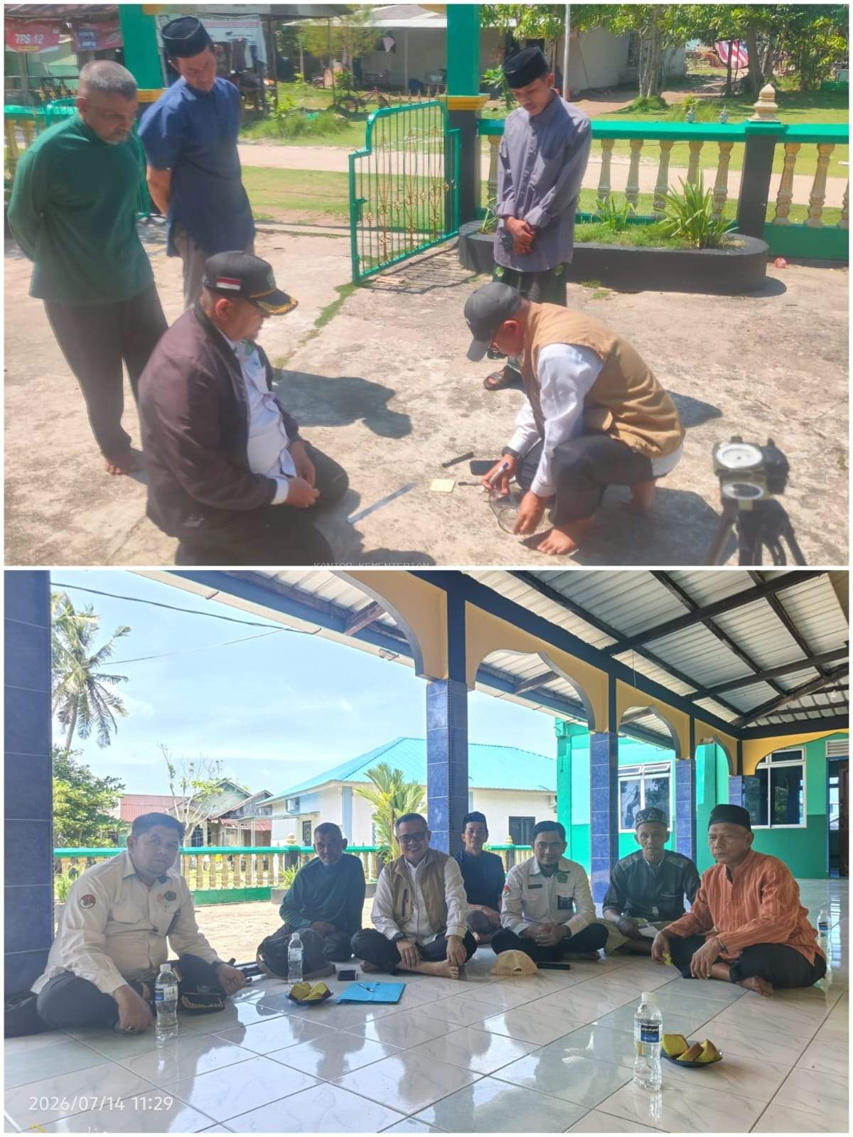 Kementerian Agama Kota Batam Laksanakan Kalibrasi Arah Kiblat di Masjid Al Ikhlas Pulau Sumbur