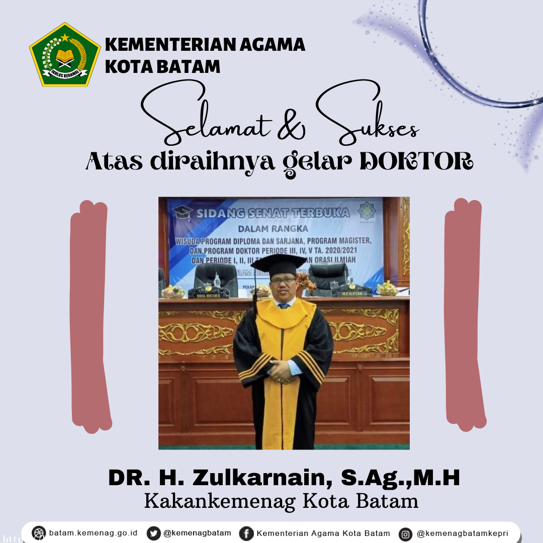 Kakankemenag Batam Wisuda Program Doktor di UIN SUSKA Riau