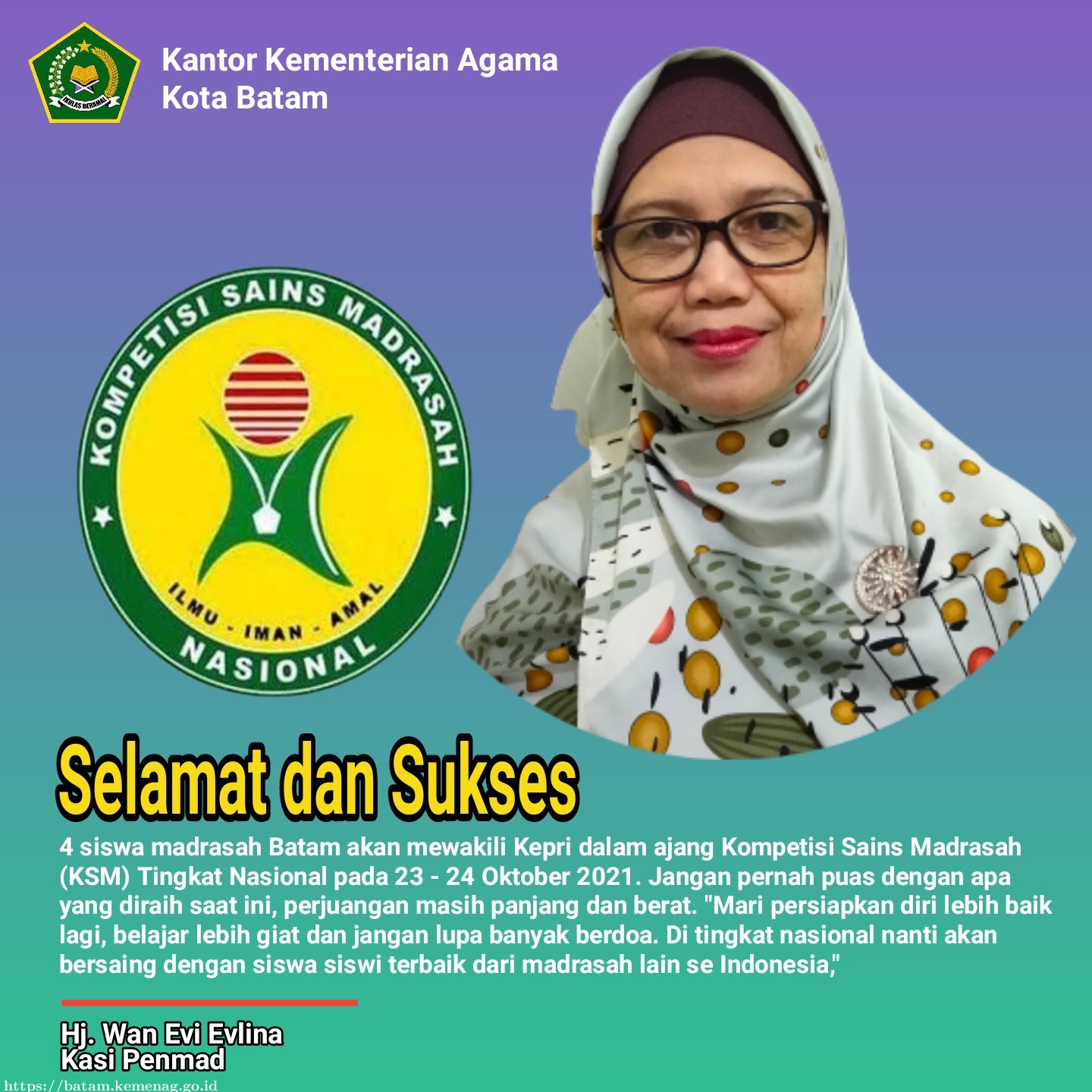 4 Siswa Madrasah Batam Akan Wakili Kepri di KSM Nasional