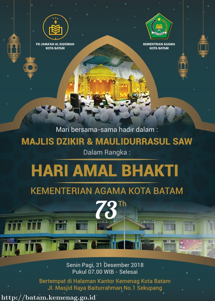 Dirham : Mari Hadiri Dzikir dan Maulidurrasul SAW di Halaman Kemenag Batam