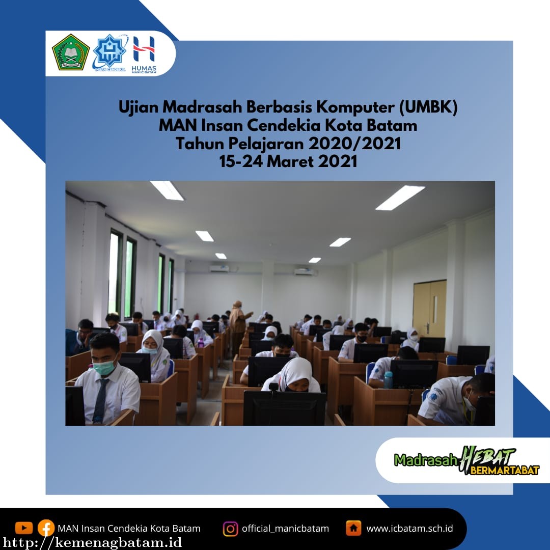 Gunakan E-Learning Madrasah, MAN IC Batam Gelar UMBK TP. 2020/2021