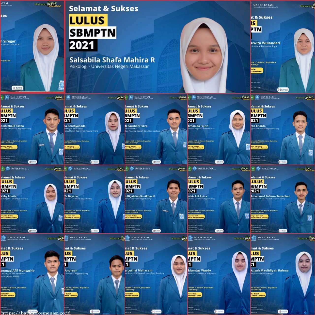 Puluhan Siswa MAN IC Batam Lulus SBMPTN 2021