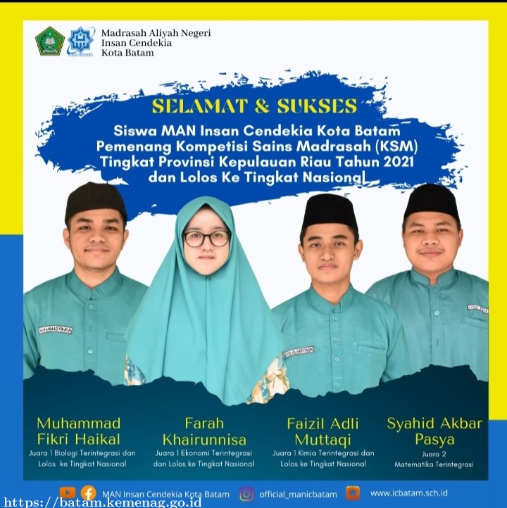 MAN IC Batam Juara Umum KSM Tingkat Provinsi 2021